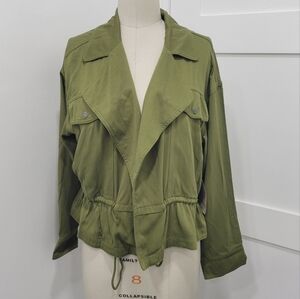 Frye & Co Green Lightweight Open Front Utility Style Jacket